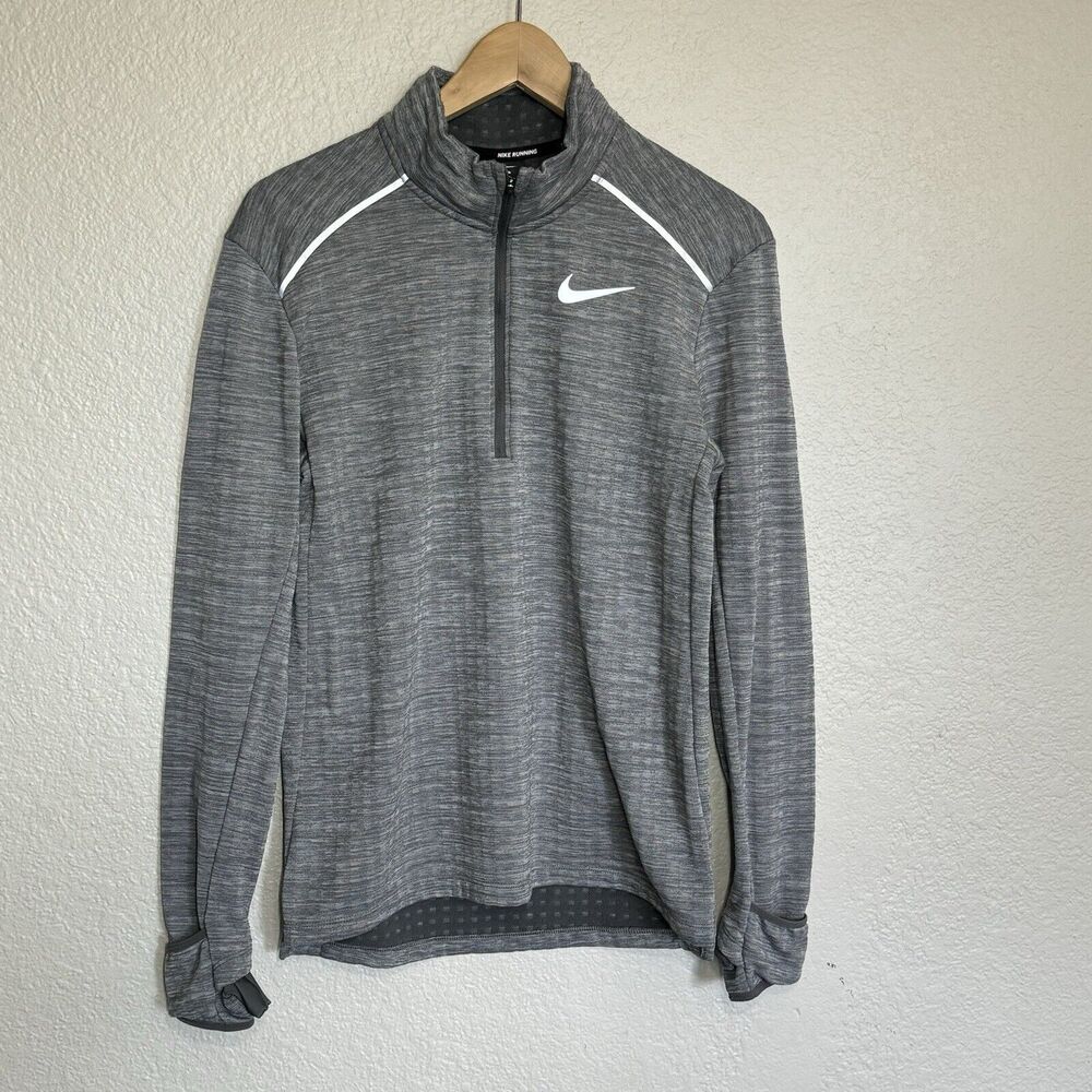 Nike Running Top Women S Gray 1/4 Zip Pullover Fleece Lined Dri Fit Active Gym